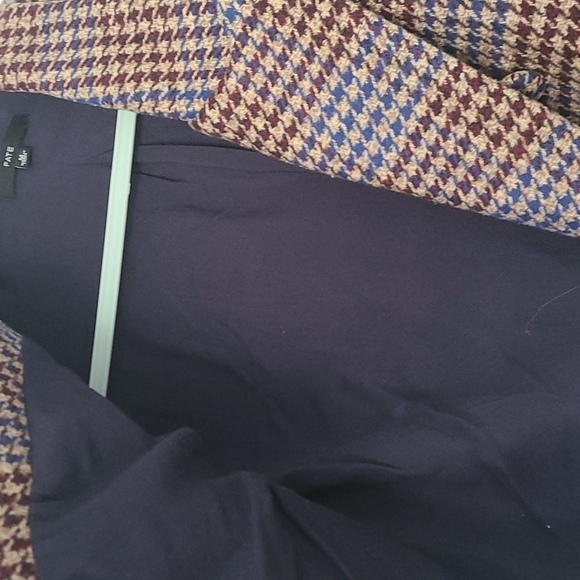 Fate, crop wool blazer. Blue & brown houndstooth. Size M. - Picture 4 of 6
